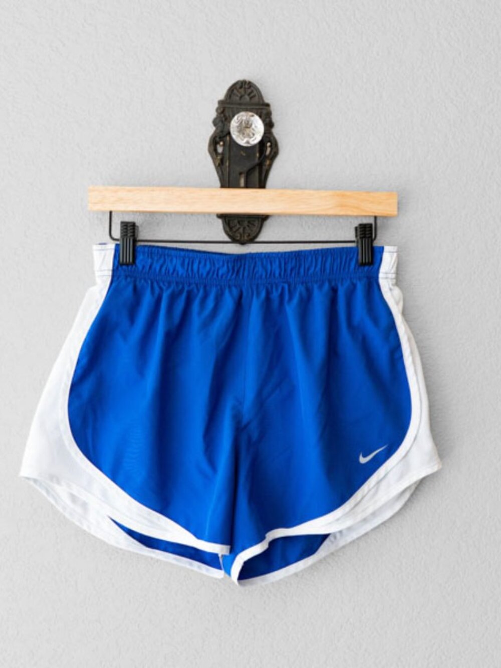 Nike Dri Fit Running Shorts Blue White Built In Brief Lined Medium